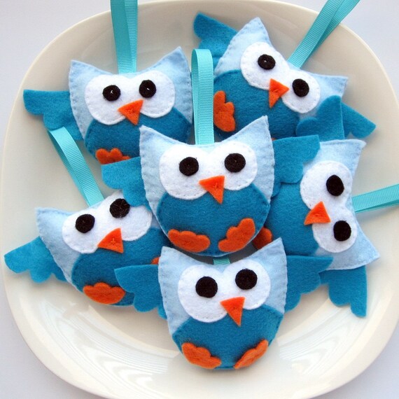 6 Mini owls felt party favors A309 Il_570xn