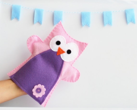 Owl Hand Puppet, Girl Pink puppet for Small Hand A314 Il_570xn