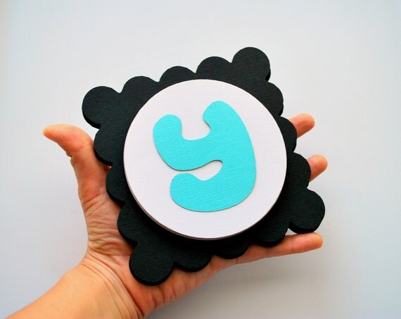DIY Happy Birthday Banner Set, Ready to Build Banner Black and aqua blue Banner A240 Il_570xn