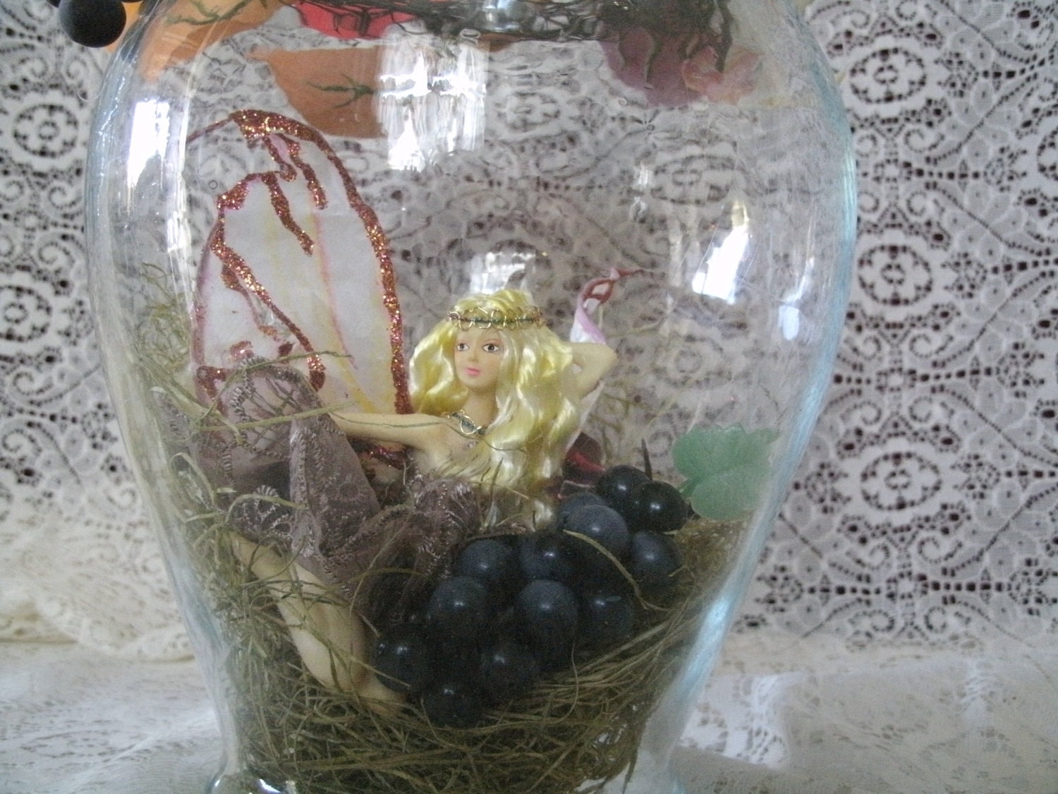 Captured Fairy In Jar, magical fae woodland mystical fantasy new age pixie metaphysical celtic fairie doll miniature figurine