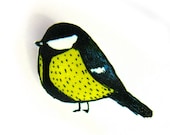 Royal Tit Bird Brooch Pin - Shrinky Plastic