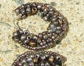 Handbeaded Silver Hoops in Shiney Bronze, Gunmetal Grey & Silver Metallic Colored Seed Beads on Etsy