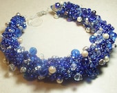 Cobalt Blue Hand-beaded Sparkling High Fashion Necklace - Amazing Piece