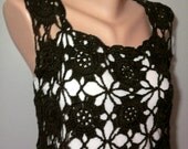 Crochet  100% Cotton Dark Brown Top Mini Dress Swimsuit Cover Up Tunic Beachwear Wedding Dress Spring Summer Women Clothing