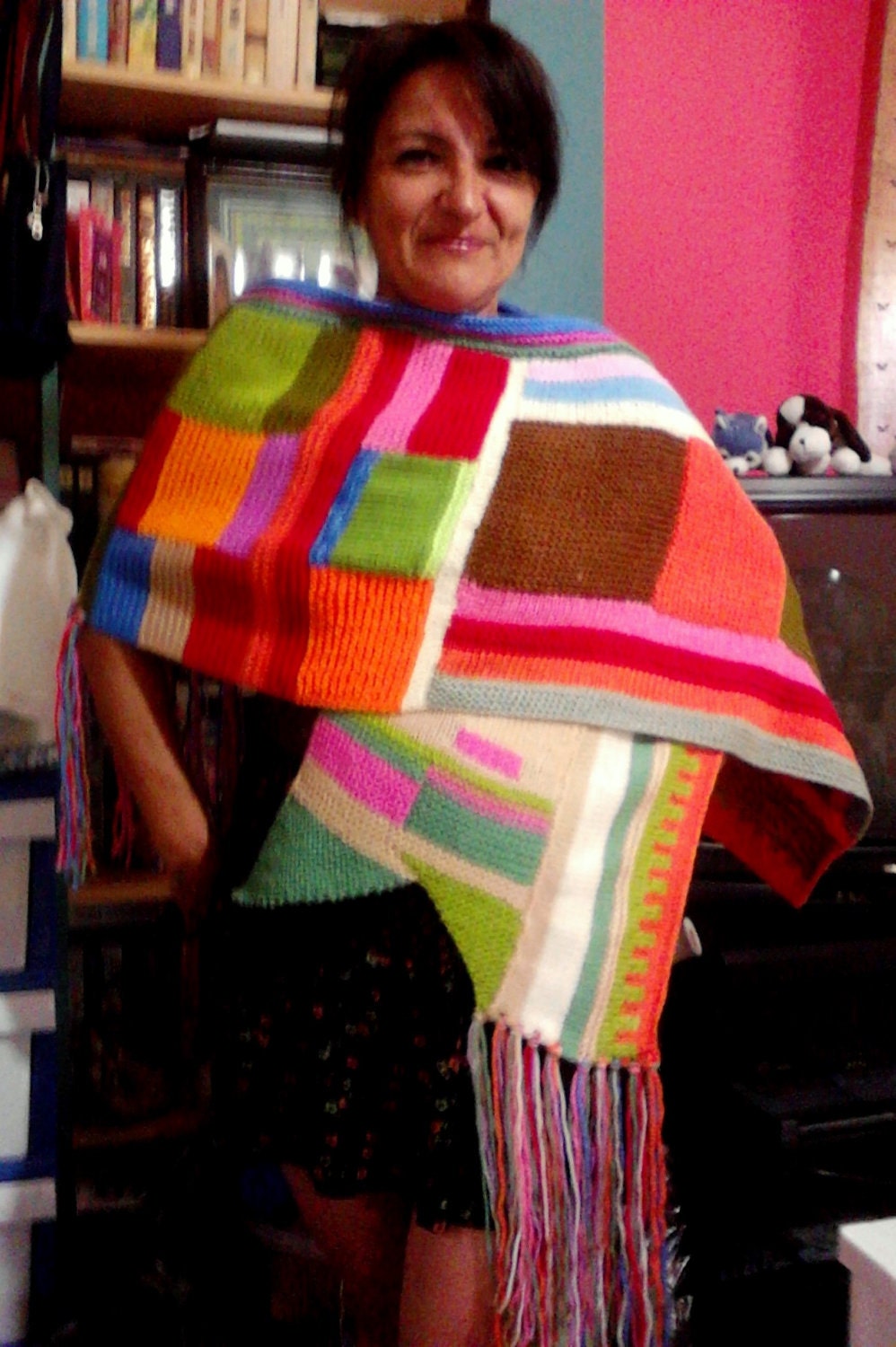Hand Knit Indian Style Colorful Shawl Wrap Women Fall Winter