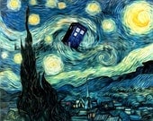 Doctor Who Van Gogh Starry Night TARDIS art print 8x10