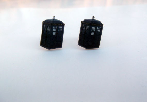 Doctor Who TARDIS inspired police box post earrings