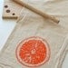 Natural Flour Sack Tea Towel - Orange Slice - Hand Screen Printed