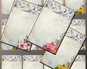Digital Collage Sheet - Clip Art Elements- Digital Scrapbooking-" Ornamentaea Taupe" Earring Cards