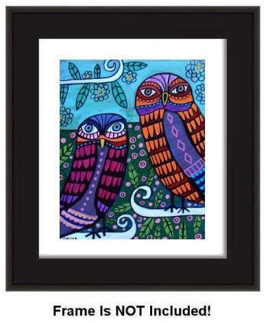 50%  OFF SALE - 11x14 OWL Print Folk Art poster print of Painting