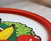 Vintage Tray Summer Fruit metal 1950s Kitsch summer picnic camping entertaining decor
