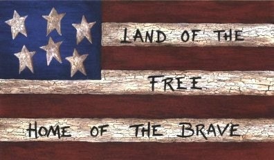 US FLAG  Land Of The Free And The Home Of The Brave Mural - Kiln Fired