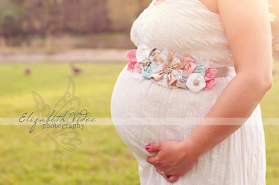 Maternity Sash Baby Girl Pink, Baby Boy Blue, Bridal Sash - Vintage Inspired Bella Francesca Sash Band Belt Photo Prop