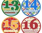 Monthly Onesie Stickers....Waterproof....All Boy 12 Different Patterns 13-24 MONTHS....Original Seller