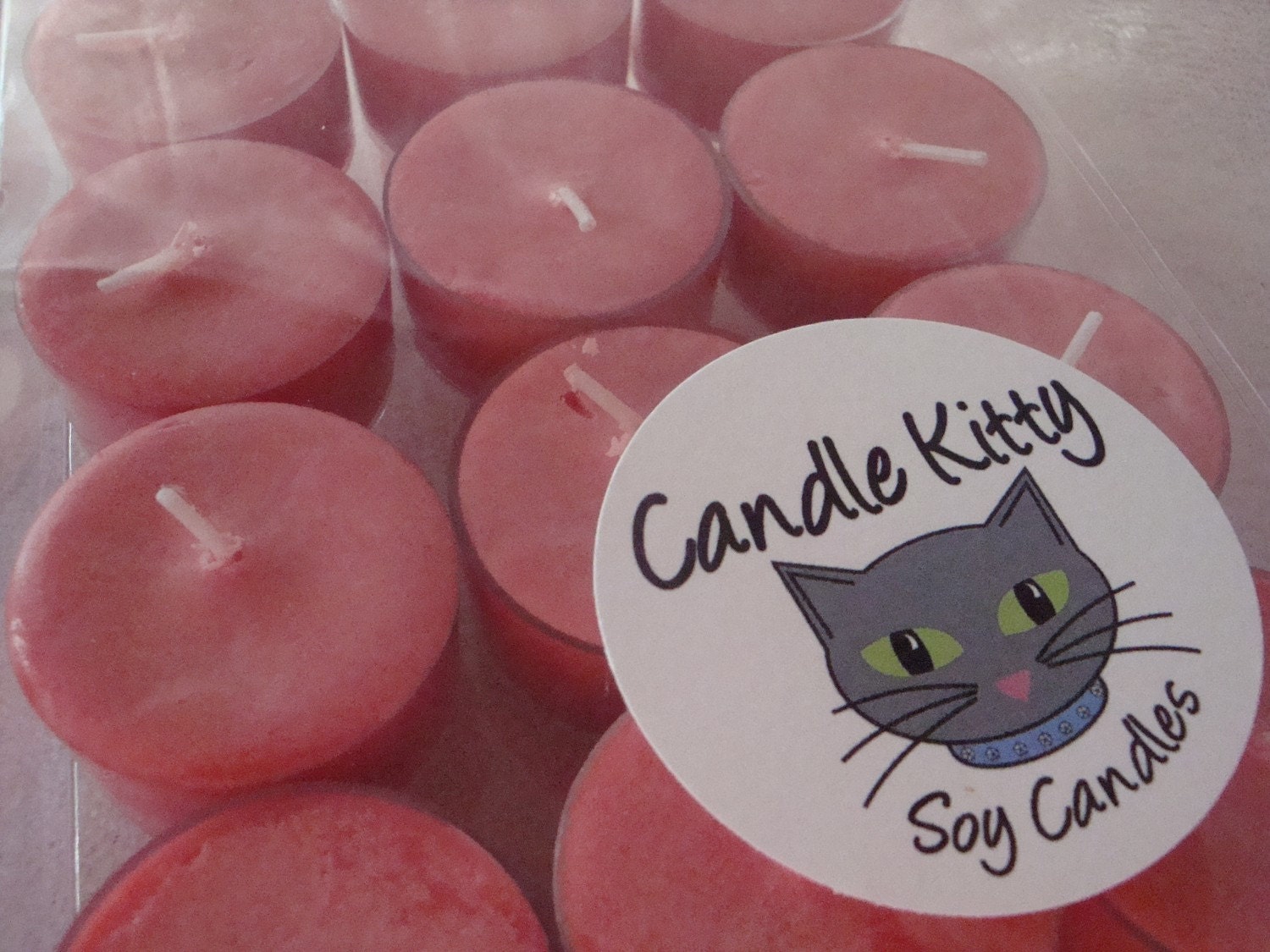 Watermelon soy tealights (12)