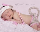 Girl Sock Monkey Set--Hat and Diaper Cover