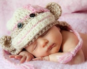 Girl Sock Monkey Earflap Hat