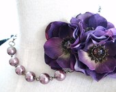Statement Necklace for Bride Bridesmaids Lilac  Purple   - The Amelie