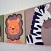 3 Piece Original Painting Canvas Animal Nursery Set- Lions, Giraffes, and Zebras OH MY