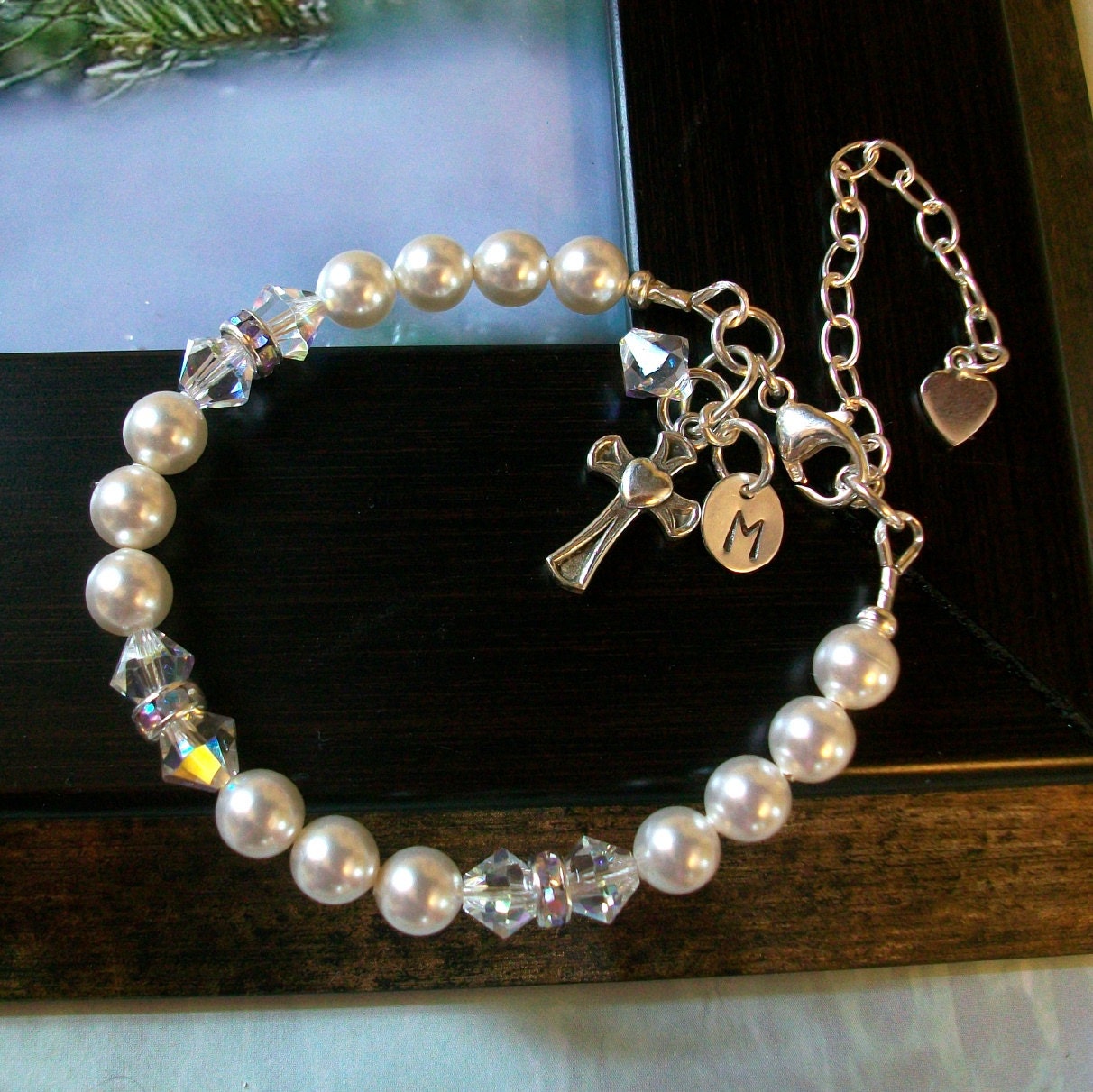 Personalized First Holy Communion or Flower Girl Bracelet