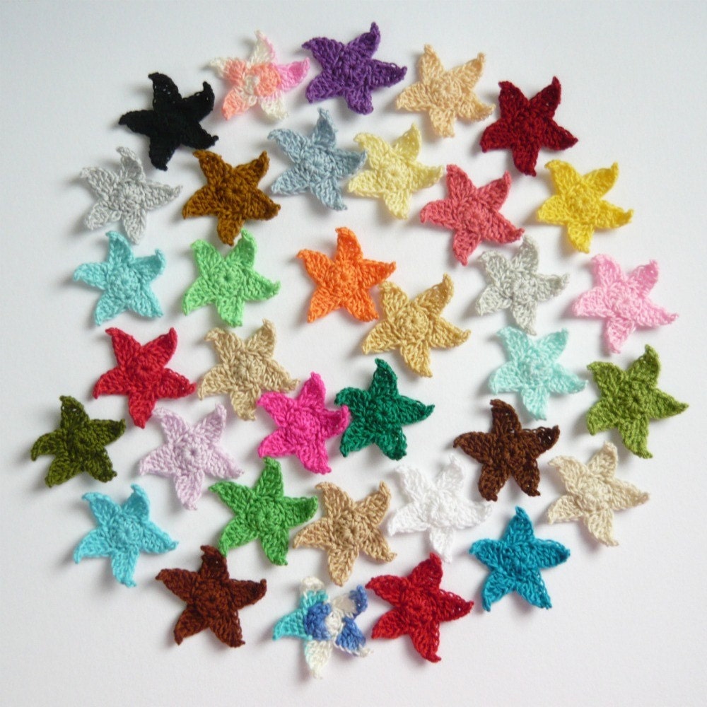 6pcs -  Star Crochet Appliques - Pick and Choose your own colors - made to order - appliquefarm