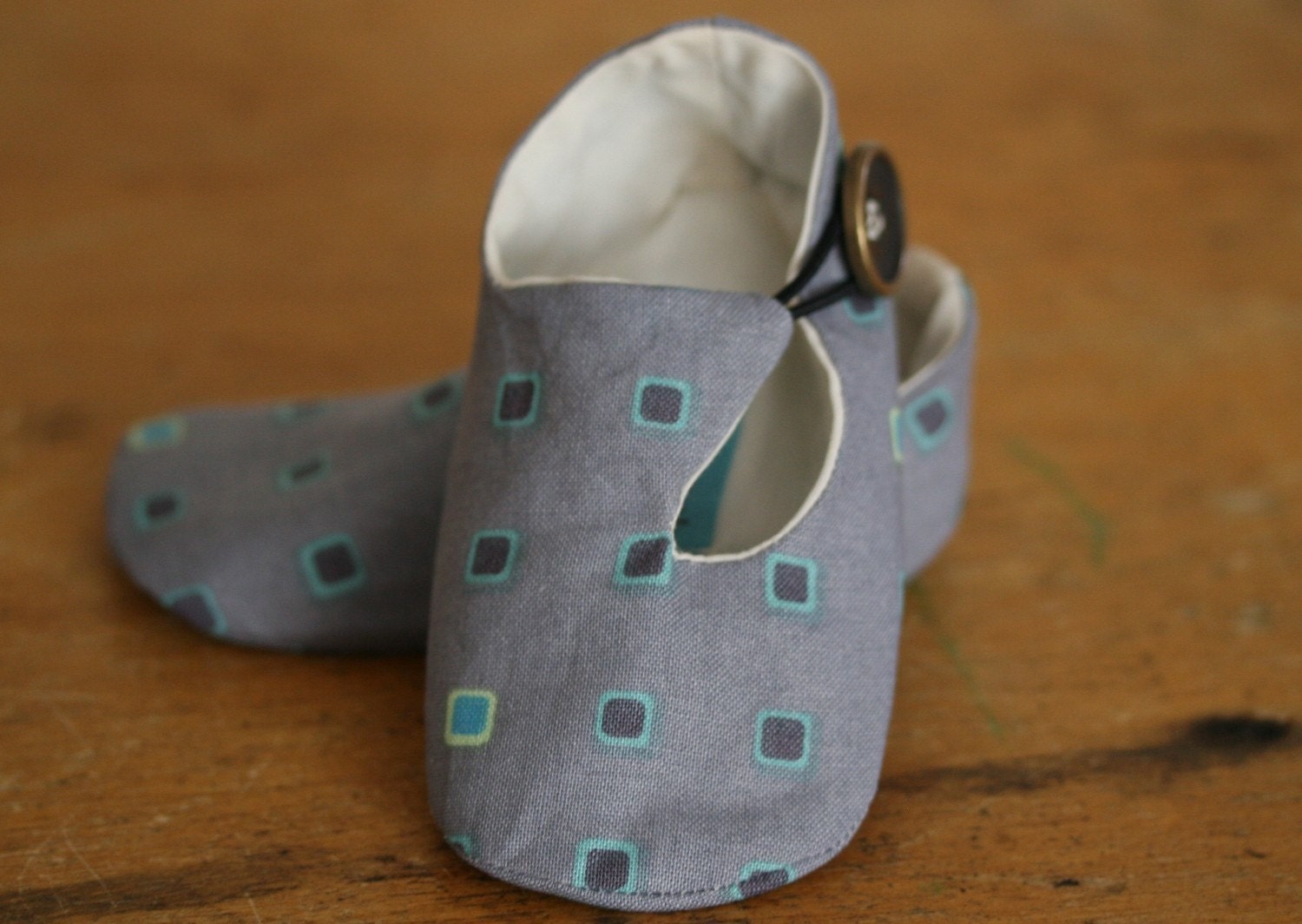 Baby Boy Shoes Gray and Blue Geometric Loafers - Last Pair