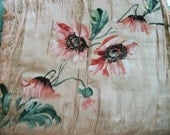 A Very Tattered Beauty..1800s DECREPIT And WORN Handpainted SILK Poppies Hanky Keeper