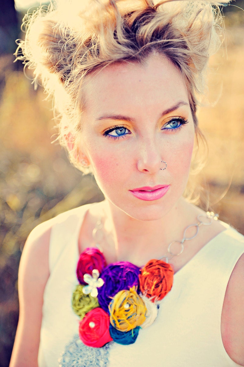 design your own color rosette bubble bib necklace
