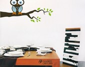 Owl on Branch -- Kids Room -- Nursery -- Vinyl Wall Art Decal Sticker