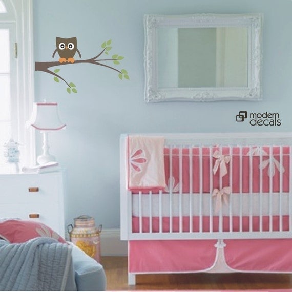 Baby Owl -- Kids Room -- Nursery -- Vinyl Wall Art Decal Sticker -- This Decal Applies in One Piece