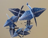 Origami Crane Mobile - Children Decor - Baby Mobile - Baby Nursery Home Decor Starry Night Unique Blue Night Sky