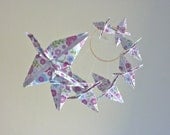 Origami Crane Mobile - Baby Mobile - Children Decor - Eco Friendly - Nursery Home Girly Girl Bedroom Purple Birds Garden