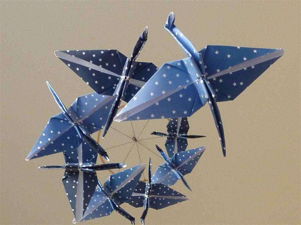 Origami Crane Mobile - Children Decor - Baby Mobile - Baby Nursery Home Decor Starry Night Unique Blue Night Sky
