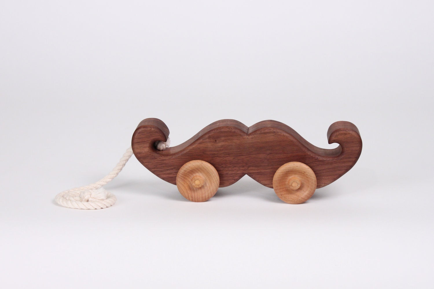 Mustache Walnut Wooden Pull Toy