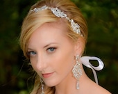Vivian Swarovski Crystal and Cubic Zirconia Rhinestone Ribbon Bridal Headband Headpiece