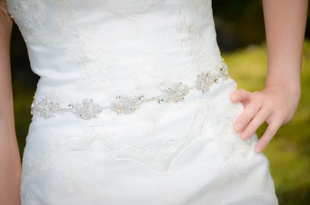 Vivian Swarovski Crystal and Cubic Zirconia Rhinestone Ribbon Bridal Sash / Belt
