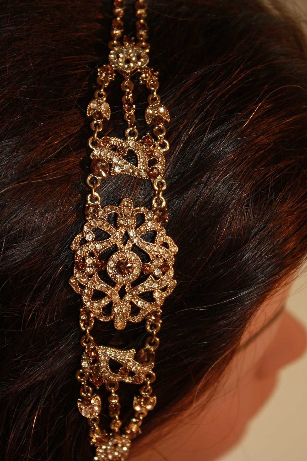 Michelle - Petite Vintage style Jeweled Ribbon Headband