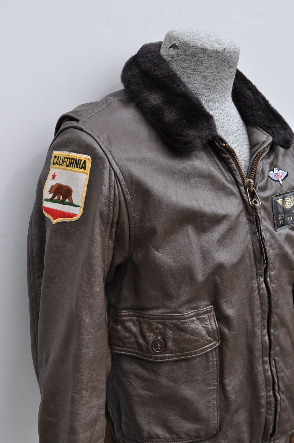 G-1 vintage leather BOMBER flight JACKET g1 military