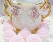 Chic Pink and White Cupcake Sugars (Sucre Moule)  Cupcake Toppers/Cake Decor or as sugar for your Tea