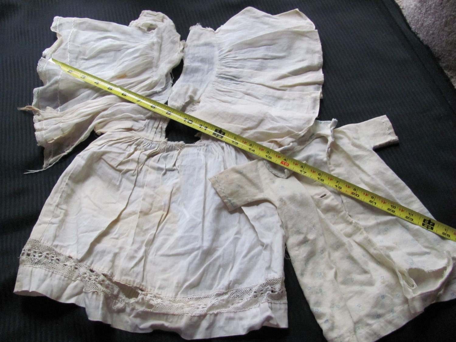 Lot of 4 Antique Doll Dresses Clothes