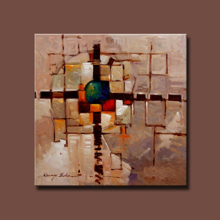 Huge Abstract 30x30 original oil on canvas. Subdivision.