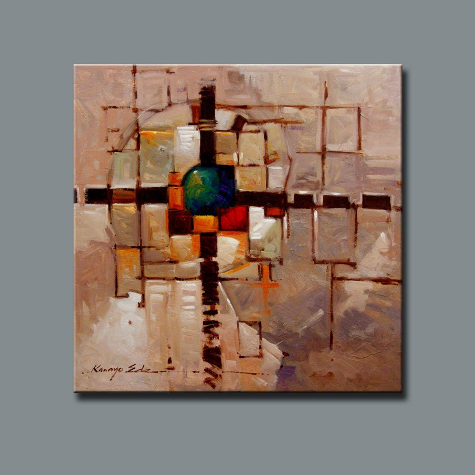 Huge Abstract 30x30 original oil on canvas. Subdivision.