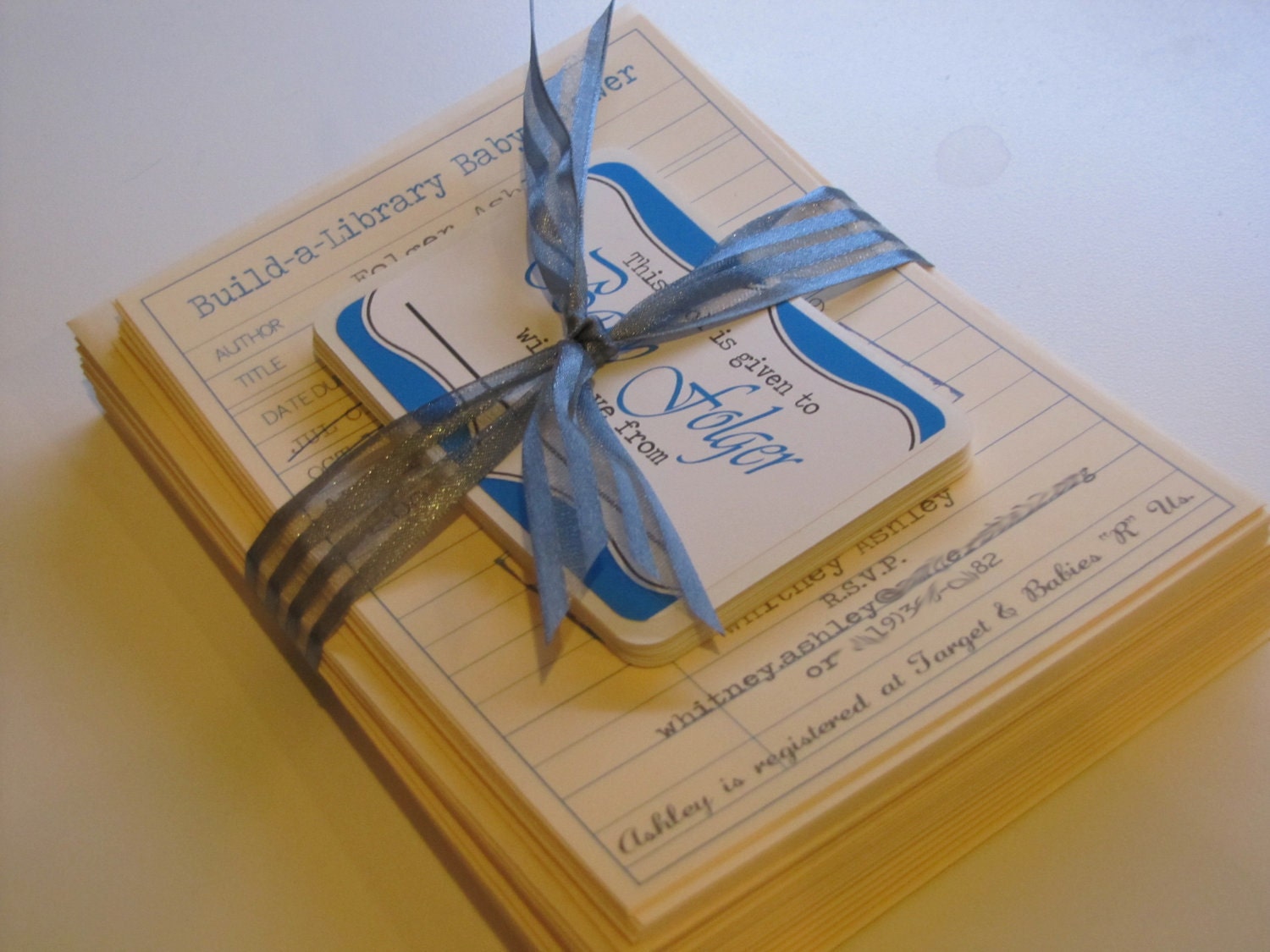 Build-A-Library Invitation and Bookplate Sticker Combo - set of 16