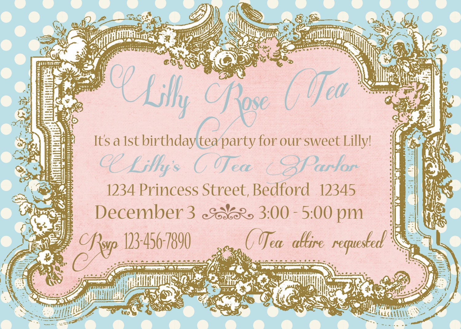 Tea Party Birthday Invitation (printable JPG)