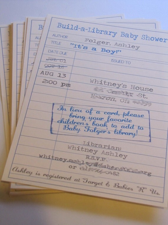 Library Themed Baby Shower Invitation- printable jpg