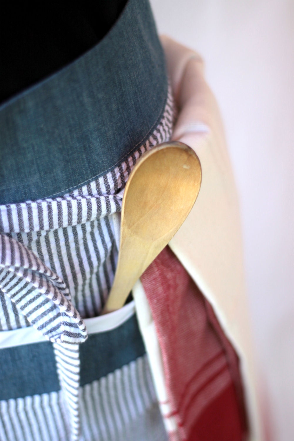 Apron, cooking waist apron for men or women Seersucker & denim.