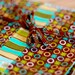 blue, turquoise, brown, gold set of 4 cocktail napkins, coasters or trivets for the table or party. reusable, washable, reversible