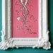 Original 15x8 FRAMED bubblegum pink Braided Whimsy Vines mixed media painting signed by artist