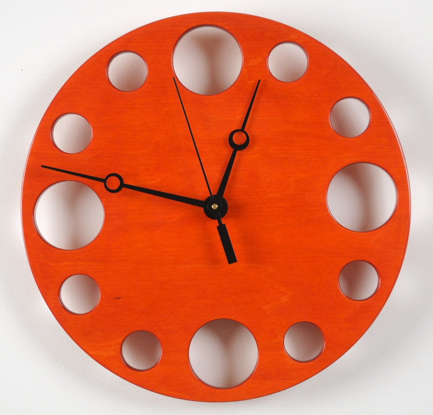 POP Clock in Orange, 10" Modern Wall Clock