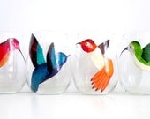Hummingbird Party Stemless Wine Glasses- Set of 4